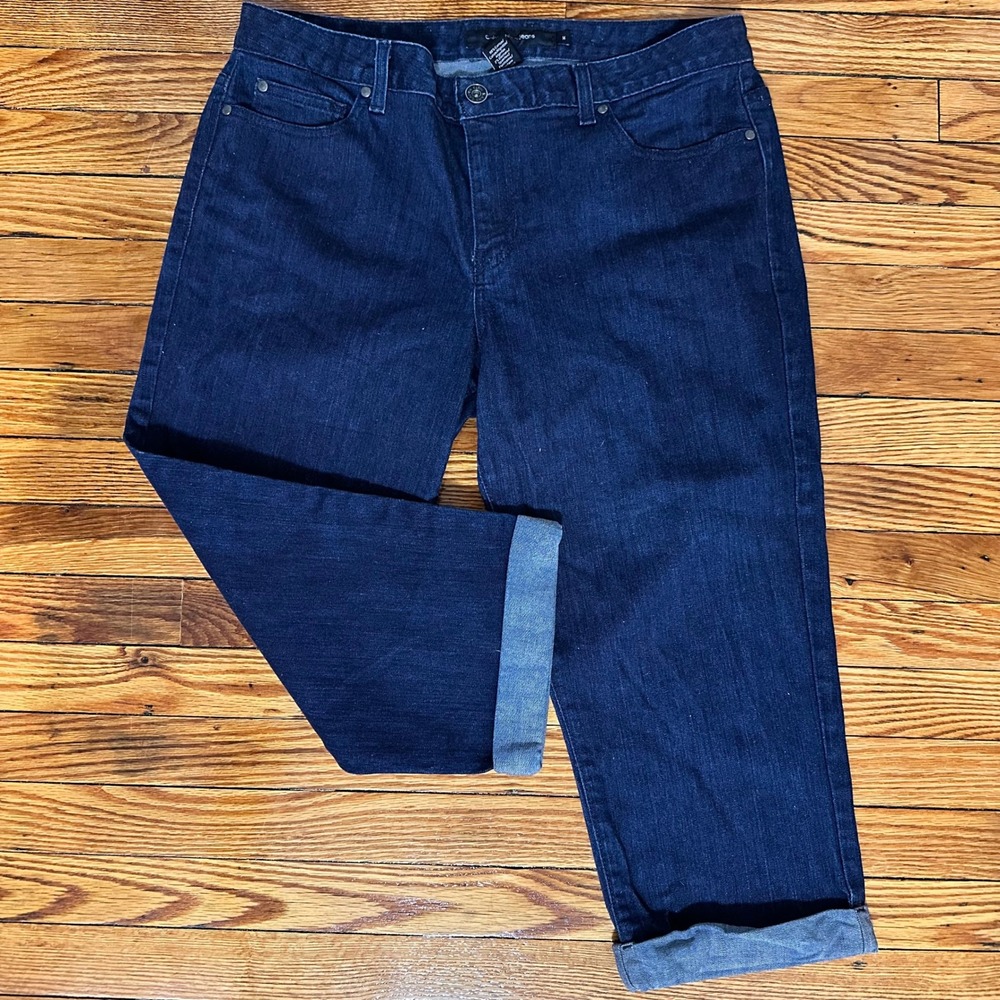 Calvin Klein Jeans Womens Size 14 Dark Blue Wash Cropped Capri Jeans